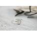 Sterling silver ring with oval faceted moonstone set in a bezel setting with simple silver ring band. 